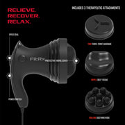 FitRx Handheld Shiatsu Neck & Back Massager w/Multiple Speeds & Attachments, Black