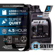 Pulsar PGD40ISCO 4000W Super Quiet Inverter Gasoline Powered Generator with Recoil Start and CO Shutdown