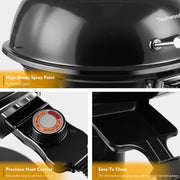 Techwood 1500W Indoor Smokeless Electric Grill and Griddle Set, Nonstick Plates, 6-Level Temperature Control, Turbo Smoke Extractor, Tempered Glass Lid, Red