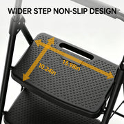 PhiloDeco 5 Step Folding Ladder, Steel Frame, Anti-Slip Pedals, Tool Tray, Foldable, Lightweight, Supports 450lb