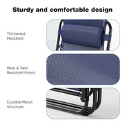 Edx Zero Gravity Outdoor Lounge Chair, Adjustable Recline, Waterproof Fabric, Foldable, Blue, 2-Pack