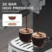 WHALL Espresso Machine, 20 Bar Pump, Touchscreen Control, Stainless Steel Steam Wand, 40oz Water Tank, Gray, 007