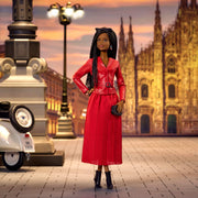 Mattel Barbie Signature Collectible Fashion Doll, Milan Street Style Outfit with Red Jacket, Pleated Skirt, Black Boots, Mini Purse, JJX31