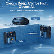 Seauto Cordless Robotic Pool Cleaner, Sonar Navigation, Auto Path Planning, Tangle-Free Design, Wall Climbing, 150-Min Runtime, Dark Blue, SAT-25-NEW