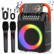 Kivdit FH0057 Bluetooth Speaker Karaoke Machine for Kids and Adults with 2 Wireless Microphones with RGB Lights