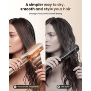 RACCOMB 6-in-1 Hot Air Styler Hair Dryer with Auto-Wrap Curling Barrels, Ceramic Tourmaline Straightener, Volumizing Brushes, Negative Ion Technology, Brown, HH06-HB10BRNUS
