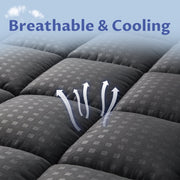 JUSTLET Quilted Fitted Queen Mattress Pad Pillow Top Cooling Breathable Soft Mattress Protector Gray