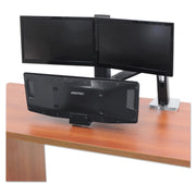 Ergotron WorkFit-A Dual Monitor Stand with Suspended Keyboard Tray, Adjustable Height, Polished Aluminum and Black, 24-392-026