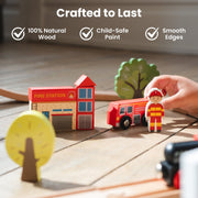 Tiny Land WT0007 110-Piece Wooden Train Set with Tracks, Building Blocks, Puzzles, Magnetic Fish Toys, Multicolor, Ages 3-7