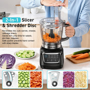 HoninJoy All-in-One Blender & Food Processor, 1300W Motor, 68 oz Glass Jar, 6-in-1 Multi-Function with 4 Preset Auto-iQ Programs, Black, FP12