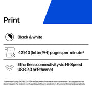 HP LaserJet Pro 4001n Black-and-White Laser Printer, 42 ppm, USB and Ethernet Connectivity, Advanced Security, White