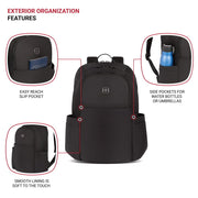 SWISSGEAR Bloom Laptop Backpack, Compact Lightweight with Padded Velvet Laptop Compartment, Black, 17.75 in