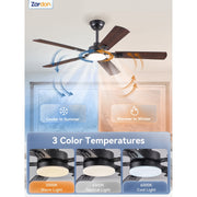 Zardon Y23FSD0019 2 Pack 52 in Modern Black Ceiling Fan w/1800LM LED Light
