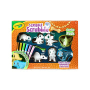 Crayola Scribble Scrubbie Pets Dinosaur Glow Combo Pack, 7 Dinosaur Toys with 8 Washable Markers and Brush, Glow in the Dark, Multi, 747702