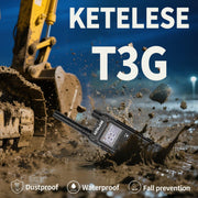 KETELESE T3G Walkie Talkies, IP67 Waterproof Dustproof, Rechargeable 1100mAh Battery, Dual PTT, VOX Hands-Free with Earpiece, High-Brightness Flashlight, 4 Pack, Black Grey