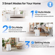 ITdodo Dehumidifier for Basements and Large Rooms, 80 Pints Moisture Removal, Up to 4500 Sq.Ft Coverage, White, Adjustable Humidistat, Automatic Defrost Control, Dual Timer