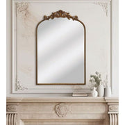 Crystal Art Gallery Traditional Arched Wall Mirror, Gold Metal Frame with Leaflet Scrolls and Floral Details, 24 x 34 Inches