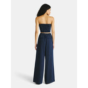 No Boundaries Sweetheart Neck Tube Top and Wide Leg Pants Set, 2-Piece, Women's, Dark Navy, S