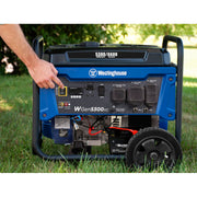 Westinghouse Outdoor Power Equipment Portable Generator 6600 Peak Watts 5300 Running Watts Electric Start 4.7 Gallon Tank with Transfer Switch and RV Outlets