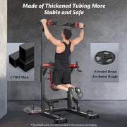 LNOW Multifunction Power Tower with Incline Bench, Rock Climbing Grip, Adjustable Height, Steel Frame, Black, 480 lbs C72201