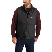 Carhartt Loose Fit Washed Duck Sherpa-Lined Mock Vest for Men - Black - M