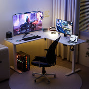 Ergomaker L-Shaped Electric Standing Desk, Height Adjustable 28.7-46.5 in, 50.8 x 50.8 in, White, SM303