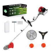 BAOKALER Gasoline Grass String Trimmer, 52cc Two-Stroke Engine, Adjustable Straight Shaft, Ergonomic Handle, 4 Detachable Heads, 1.25L Fuel Tank
