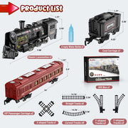 Flooyes Electric Train Set with Light-Up Red Carriages, Figure-Eight Track, Alloy and ABS Plastic, Ages 3+