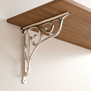 Signature Hardware Amaranth Brass Wall Mount Shelf Bracket, Polished Nickel, 12.5 in, Decorative Scrollwork, 955259-11.5