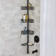 Better Homes & Gardens 2184BKWM Tension Pole Shower Caddy, Resists Rust, 3 Tier Caddy, 5 - 9 ft, Matte Black