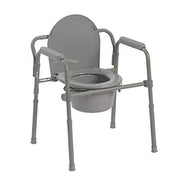 Drive Medical 11148-1 Folding Steel Bedside Commode, Grey