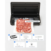HBN Food Vacuum Sealer Machine, 80KPa Automatic Suction, Six Modes, Built-in Cutter and Bag Storage, Stainless Steel, CP-UFK-2032