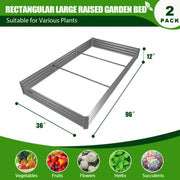 TRAMULL 8' x 3' x 1' egetables Flowers Ground Planter Box, Gray, 2 Pack - Long-lasting