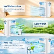 Mofajang Portable Air Conditioner 3-in-1 Evaporative Air Cooler with 3 Speeds, 2 Mist Modes, 7 Color Ambient Lights, 24oz Removable Water Tank for Bedroom and Office, 77428801
