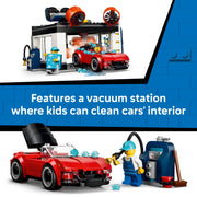 LEGO City Drive-Through Car Wash Building Toy with 2 Toy Cars and 4 Minifigures, Interactive Set for Ages 6+, 60497