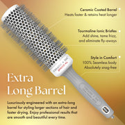 Olivia Garden Ceramic + Ion Speed XL Extra-Long Barrel Hair Brush Kit, 4-Piece Set, White/Grey, 715-CIXLBOX01