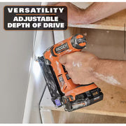 Ridgid 18V Cordless 23-Gauge 1-3/8 in. Headless Pin Nailer, Orange, Metal Body, R09898B