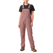 Dickies Relaxed Fit Bib Overalls for Ladies - Rinsed Ash Rose - M