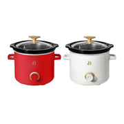 Beautiful 29139 2 Qt Manual Slow Cooker, 2-Pack, Tomato Red + White Icing