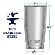 YETI Rambler 20 oz Insulated Tumbler with MagSlider Lid, Stainless Steel, Cape Taupe