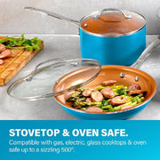 Gotham Steel 32 Piece Bakeware & Food Storage Cookware Set, Blue - Material: Aluminum