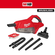Milwaukee M18 Brushless Handheld Vacuum, 40 CFM, 63 in Suction, HEPA Filter, LED Lighting, Black, 0892-20