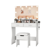 VEANERWOOD ASDK-0065 Makeup Vanity Table Set with Lighted Mirror, White