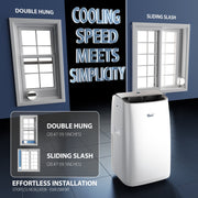 DuraComfort Portable Air Conditioner, 14,000 BTU Cooling with Dehumidifier and Fan, Quiet Operation, Remote Control, Sleep Mode, Easy Window Installation Kit, DP14CV