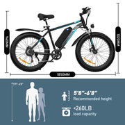 Colorway 26*4.0 Fat Tire 750W 15AH 48V Mountain Electric Bike for Adult UL 2849, Black-4.0Inch