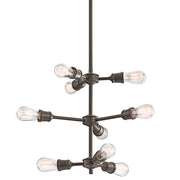 Kichler Lucien 9-Light Chandelier with Opal Glass Shades, Olde Bronze, 26 in W, 16.75 in H, 42257OZ