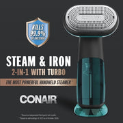 Conair GS107 Turbo Extreme Steam 2-in-1 Steam and Iron with Turbo - Black/Green