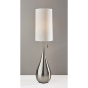 Adesso Christina Table Lamp, Brushed Steel Base, White Textured Fabric Shade, 34.5 in Tall, Pull Chain Switch, 1536-22