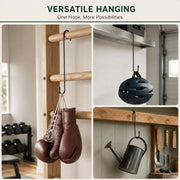 RYLZX 6 Pack 12 Inch Large Heavy Duty Iron S Hooks, Black Rubber Caps, Multipurpose Hanging Hooks - Material: Iron