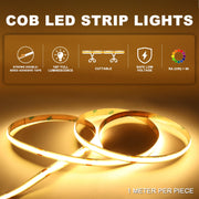 Lanxee Intelligent Motion Sensor Stair Light System, 20-Step Cold White 6000K, Smart PIR Indoor Staircase Lighting Kit with COB LED Strip
